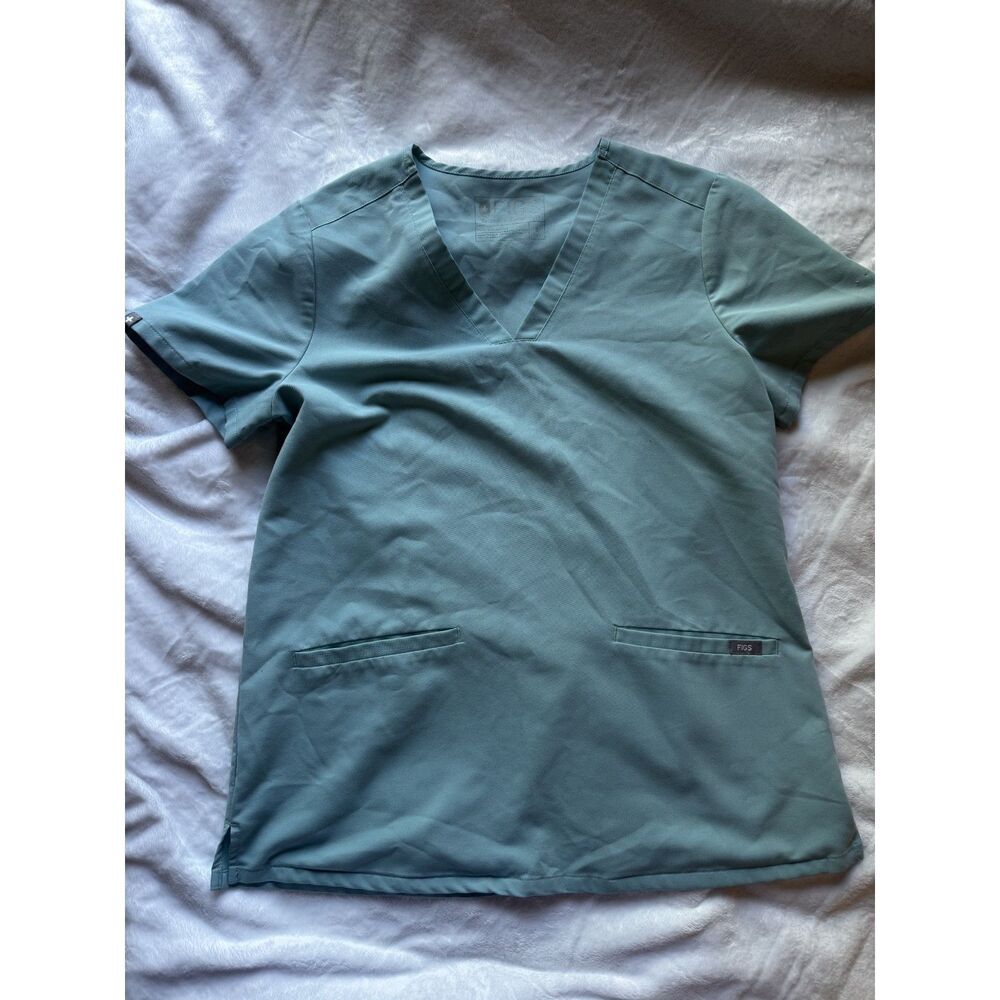 FIGS Technical Collection Womens S Teal Blue Green V Neck Scrub Top Pockets